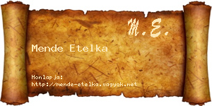 Mende Etelka névjegykártya